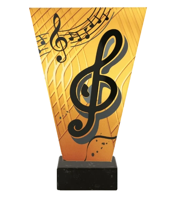 Muzyka statuetka szklana z nadrukiem - VL1-A/MUS/BK-PW